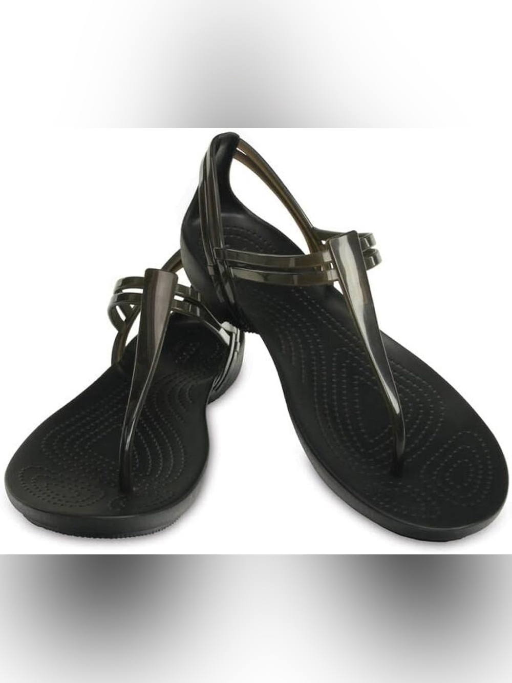 CROCS Isabella T Strap Sandal Women’s Black Strappy Thong Sandals Size 7